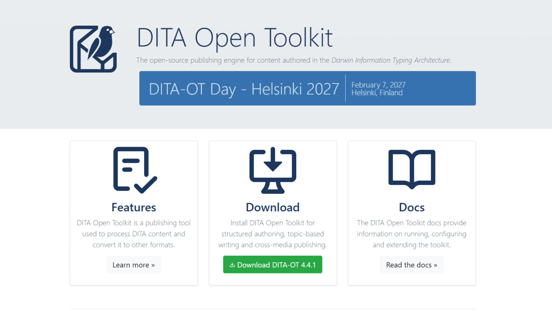 DITA Open Toolkit website page is displayed